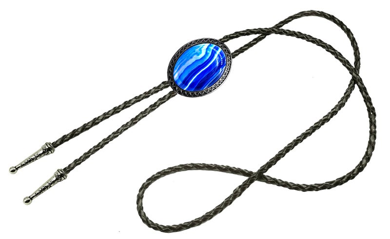 Moranse Bolo Tie with Natural Tiger Eye Stone Celtic Style Genuine and Cowhide Rope(Tiger Eyes 4 Style) - Image 2